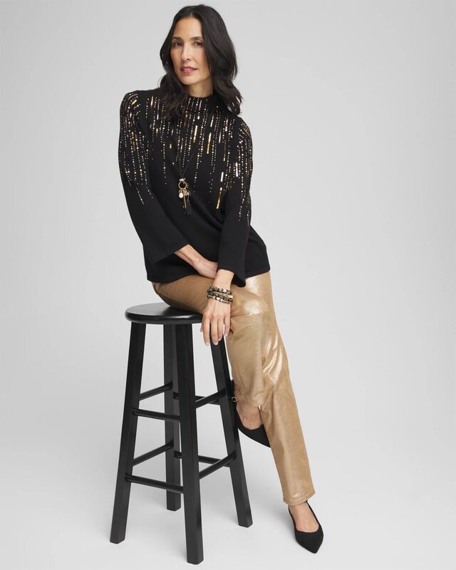 Ombre Sequin Pullover Sweater - image 2